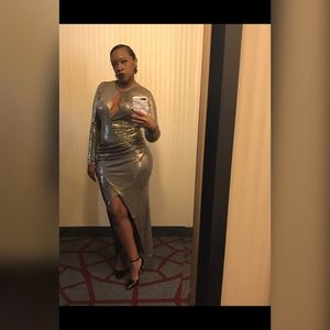 Golden Sequins Wrap Dress